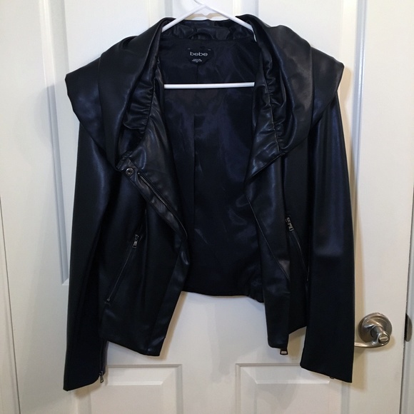 bebe Jackets & Blazers - BEBE Leather Jacket — Black Vegan Leather Jacket
